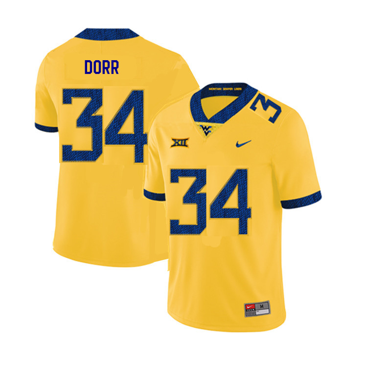 NCAA Men's Lorenzo Dorr West Virginia Mountaineers Yellow #34 Nike Stitched Football College 2019 Authentic Jersey TD23O80MG